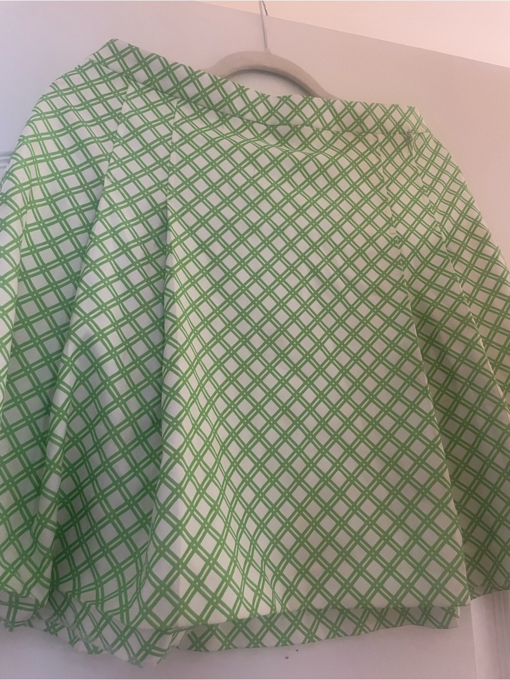 Tory Sport Green and White Plaid A-Line Skirt
